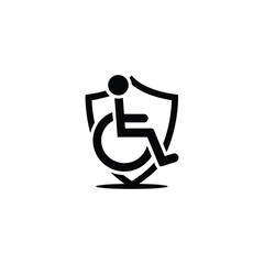 Accessibility symbol in shield protection icon