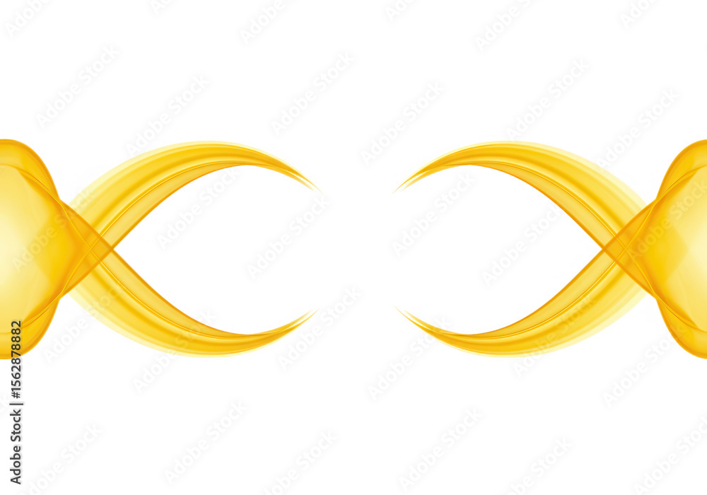 Poster symmetrical yellow abstract waves create a mesmerizing pattern, isolated on transparent background, 