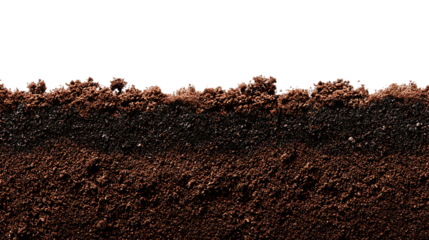 Close up of soil layers, showing texture and color variations.