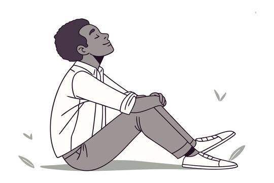 Serene Contemplation: A calm individual finds solace and peace while sitting quietly, embodying a sense of stillness and reflection.