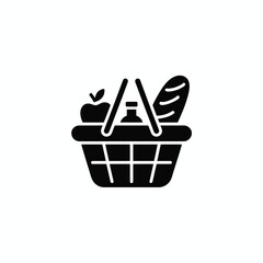 Picnic basket with food icon