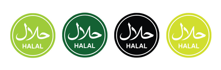 Halal certification logos green dark green black yellow islamic food