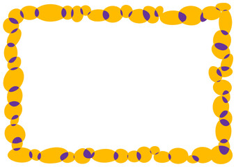 ハロウィンフレーム・歪んだチェーン模様のフレーム６・オレンジと紫のチェーン、白背景