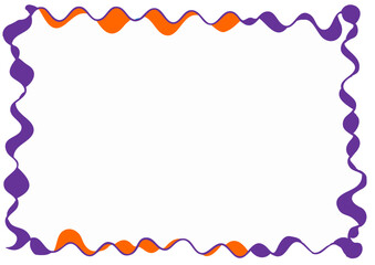 ハロウィンフレーム１４・白背景・オレンジと紫の波線のフレーム