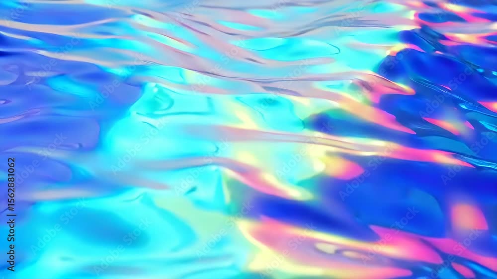 Poster vibrant abstract patterns in shimmering water showcasing a spectrum of colors shifting in sunlight