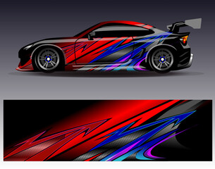 Car wrap design vector. Graphic abstract stripe racing background designs for vehicle, rally, race, adventure and car racing livery