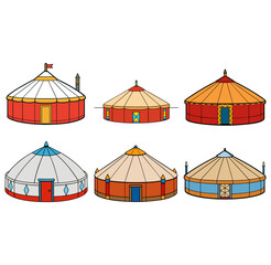 Modern yurt in nature nomadic house vector
