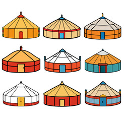 Modern yurt in nature nomadic house vector