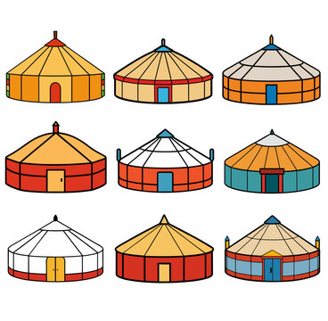 Modern yurt in nature nomadic house vector