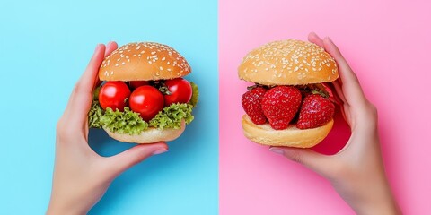 Person rejecting unhealthy food and choosing nutritious options for better health and well-being, Generative AI