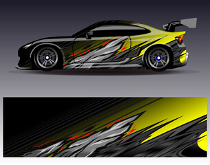 Car wrap design vector. Graphic abstract stripe racing background designs for vehicle, rally, race, adventure and car racing livery