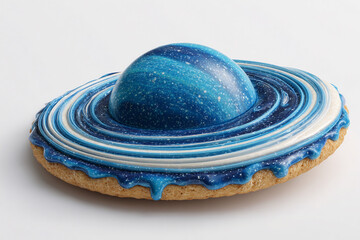 A photorealistic cookie shaped like a planet