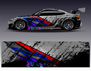 Car wrap design vector. Graphic abstract stripe racing background designs for vehicle, rally, race, adventure and car racing livery
