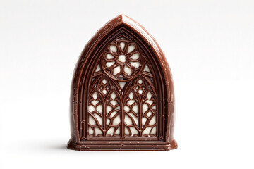 A photorealistic mousse shaped like a Gothic window