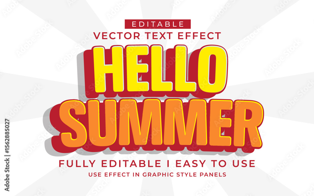 Poster 3d editable summer text effect typography style template