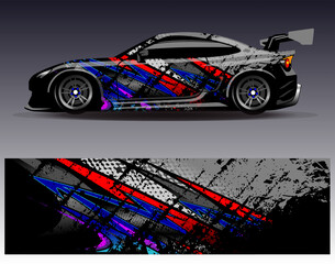 Car wrap design vector. Graphic abstract stripe racing background designs for vehicle, rally, race, adventure and car racing livery