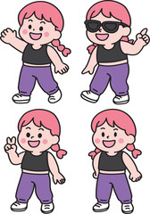 Cute Child Dance Character Set with Different Poses and Expressions