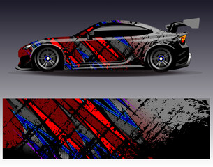 Car wrap design vector. Graphic abstract stripe racing background designs for vehicle, rally, race, adventure and car racing livery