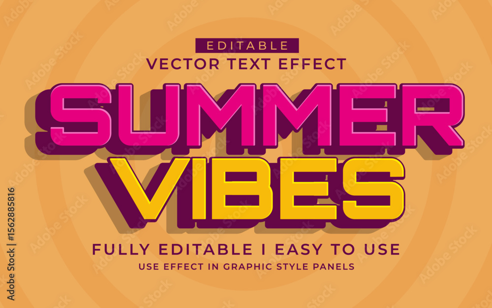 Fototapete 3d editable summer text effect typography style template