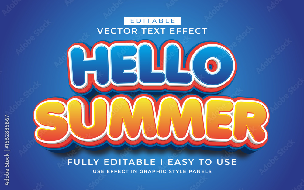 Poster 3d editable summer text effect typography style template