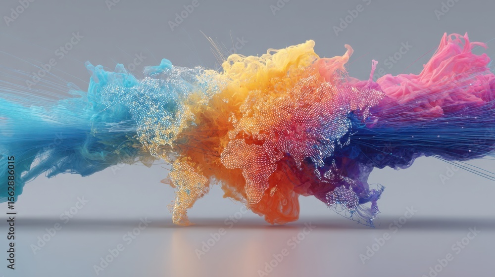 Poster vibrant multi-colored object showcasing artistic design and creativity in the context of blockchain 