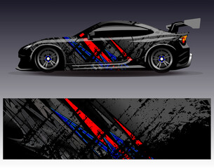 Car wrap design vector. Graphic abstract stripe racing background designs for vehicle, rally, race, adventure and car racing livery