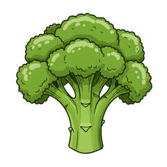 Vibrant Cartoon Broccoli Illustration on Green Background png, isolated on transparent background