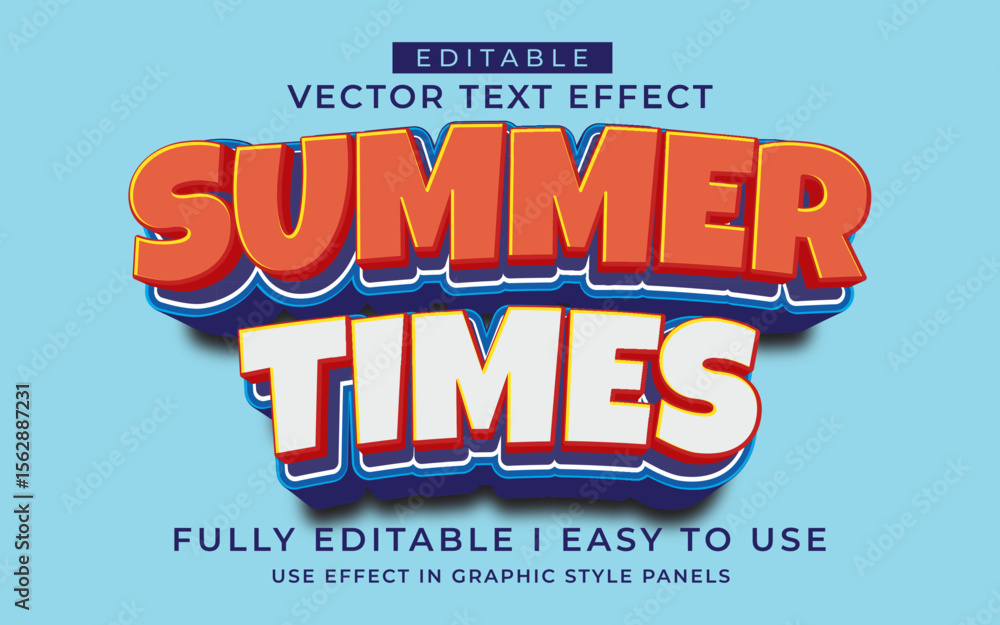 Poster 3d editable summer text effect typography style template