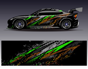 Car wrap design vector. Graphic abstract stripe racing background designs for vehicle, rally, race, adventure and car racing livery