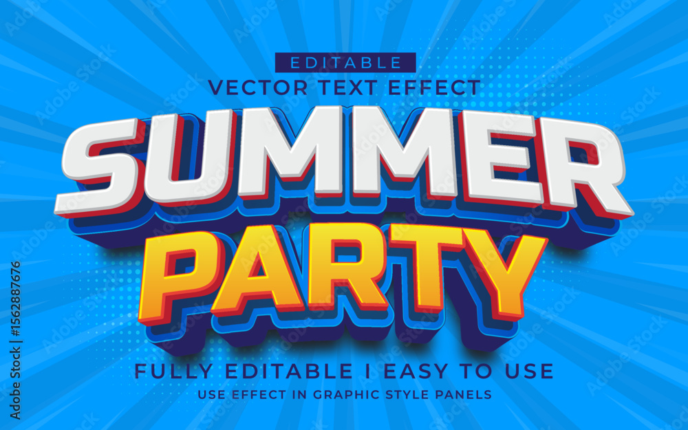 Fototapete 3d editable summer text effect typography style template