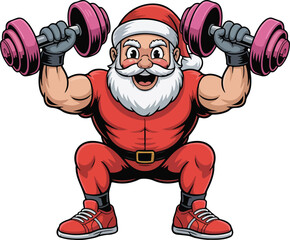 Santa Claus Joyfully Performing Dumbbell biceps