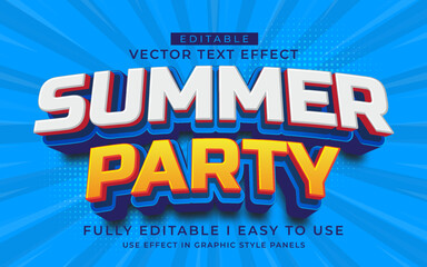 3d editable summer text effect typography style template