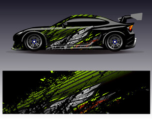 Car wrap design vector. Graphic abstract stripe racing background designs for vehicle, rally, race, adventure and car racing livery