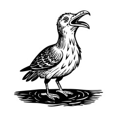 A glyph style illustration representing seagull
