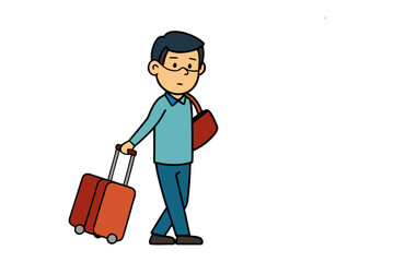 A Man Ready For Travel: A traveler, with glasses, and carrying luggage and bag, begins his journey, an image of anticipation and exploration