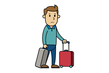Solo Traveler's Dilemma: A lone individual stands, burdened with travel luggage, embodying a sense of solitude and contemplation in a moment of transit.