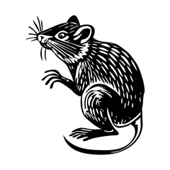 A vintage style illustration showing bamboo rat