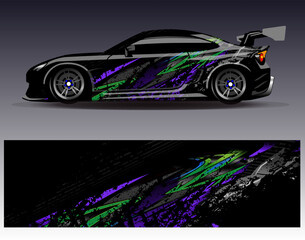 Car wrap design vector. Graphic abstract stripe racing background designs for vehicle, rally, race, adventure and car racing livery