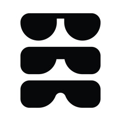 Set of black sunglasses frame on white background, eyeglasses icon. plastic frame