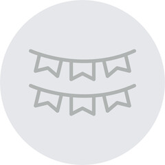 Birthday Flags Vector Line Grey Circle Grey