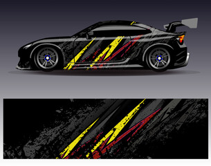 Car wrap design vector. Graphic abstract stripe racing background designs for vehicle, rally, race, adventure and car racing livery