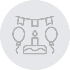 Birthday Decorations Vector Line Grey Circle Grey