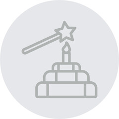 Birthday Wish Vector Line Grey Circle Grey