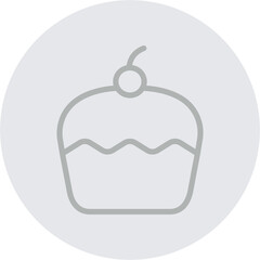Birthday Cupcake Vector Line Grey Circle Grey