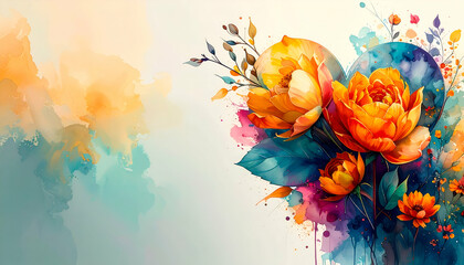 A vibrant floral arrangement with orange and yellow flowers against a soft background.