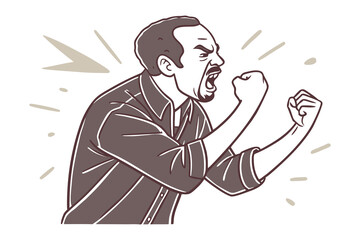 Anger and Rage: A man, depicted with intense emotion, embodies the raw power of anger through a striking illustration that conveys frustration and conflict.