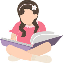 앉아서 책을 읽는 소녀