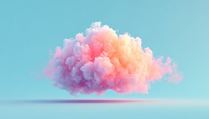 A pastel pink and orange cloud floats against a light blue background, casting a subtle shadow
