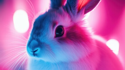 Neon rabbit portrait