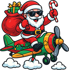 Santa Riding an Airplane